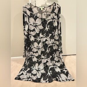 Floral Black and White Dress